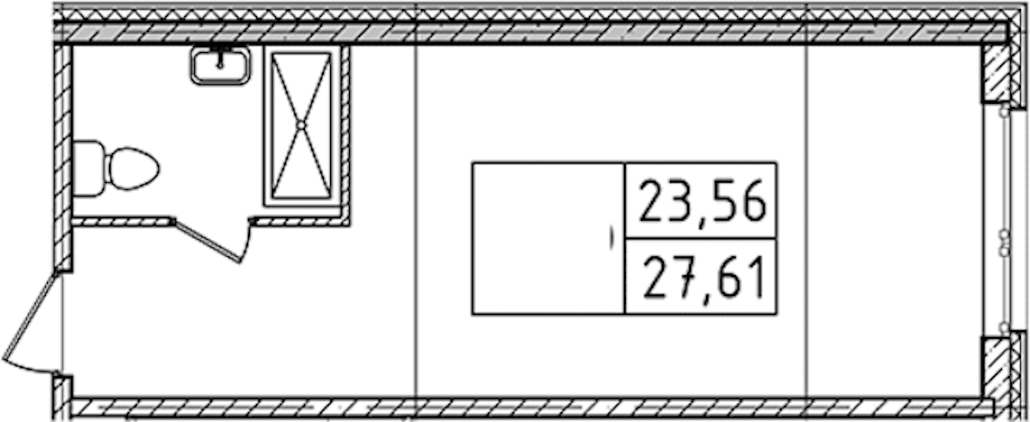 Квартира студия 27.61 м², 14/14 эт., Комплекс апартаментов «Ladozhsky Avenir»